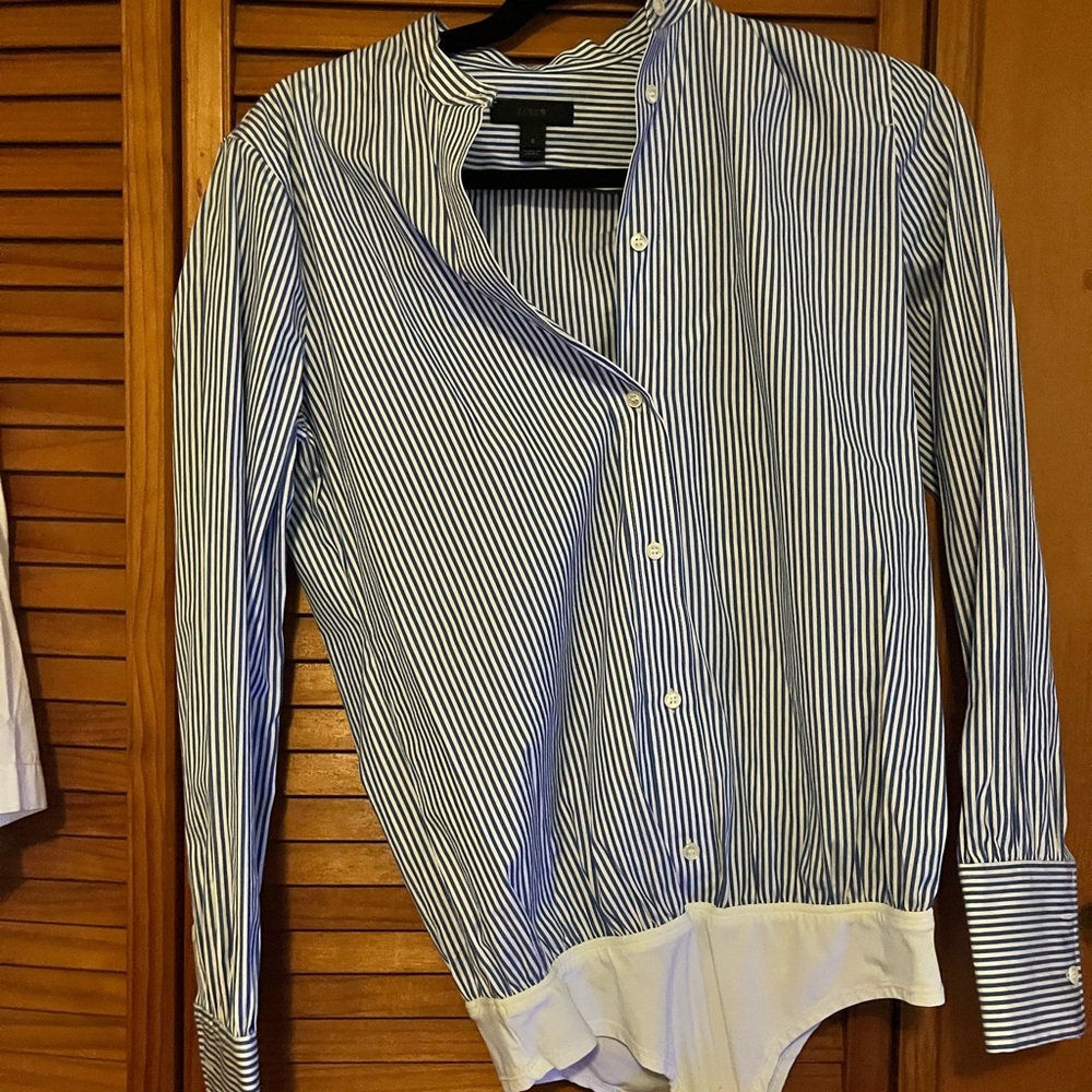 J. Crew Navy and White Striped Shirt